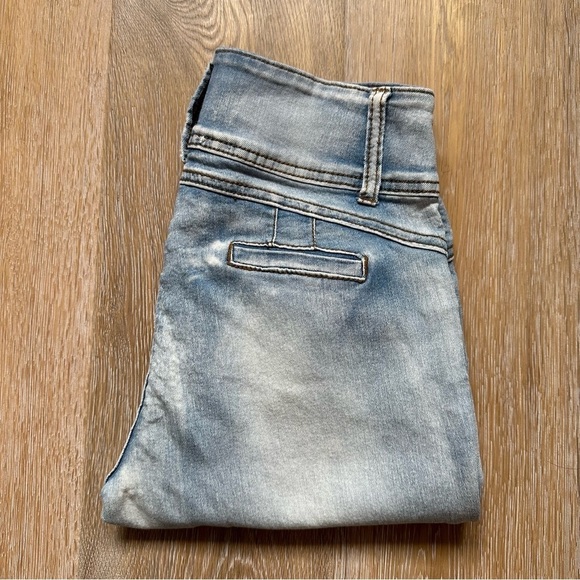 Revamped Denim Jeans High Waist Cropped Hem Skinny Straight - Size 11 - Picture 9 of 12